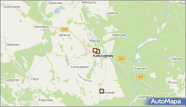 mapa Kołczygłowy, Kołczygłowy na mapie Targeo