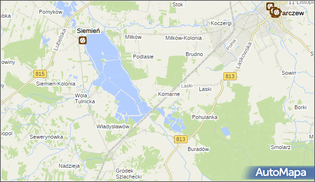 mapa Komarne, Komarne na mapie Targeo