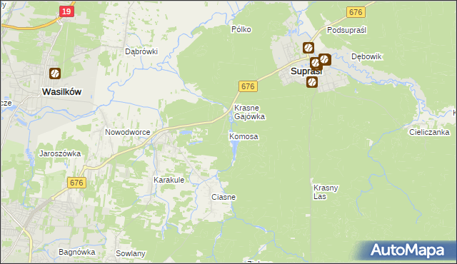 mapa Komosa, Komosa na mapie Targeo