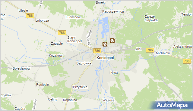 mapa Koniecpol, Koniecpol na mapie Targeo