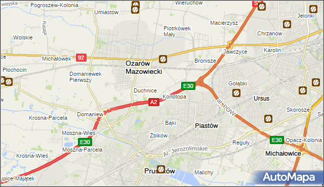 mapa Konotopa gmina Ożarów Mazowiecki, Konotopa gmina Ożarów Mazowiecki na mapie Targeo