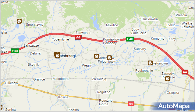 mapa Korniaktów Południowy, Korniaktów Południowy na mapie Targeo