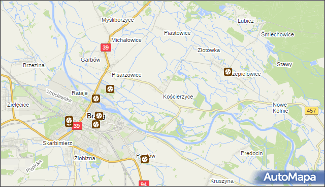 mapa Kościerzyce, Kościerzyce na mapie Targeo