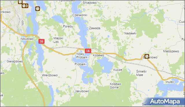 mapa Kosewo gmina Mrągowo, Kosewo gmina Mrągowo na mapie Targeo