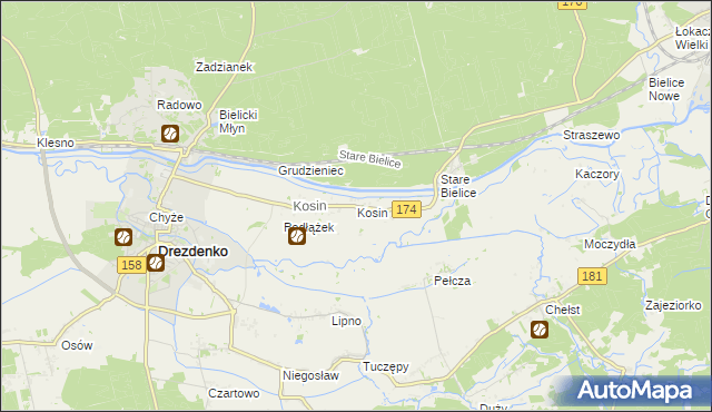 mapa Kosin gmina Drezdenko, Kosin gmina Drezdenko na mapie Targeo