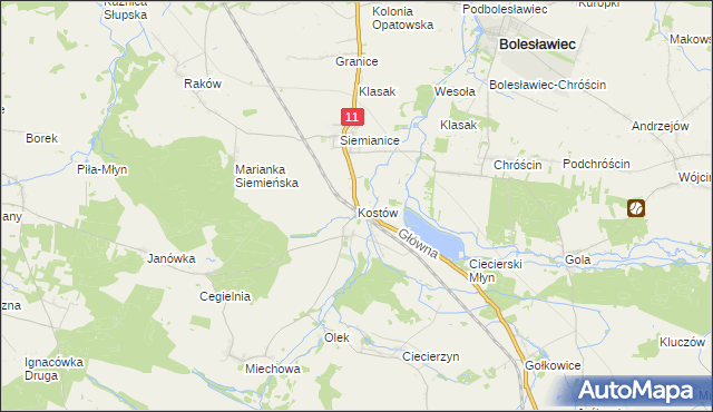 mapa Kostów, Kostów na mapie Targeo