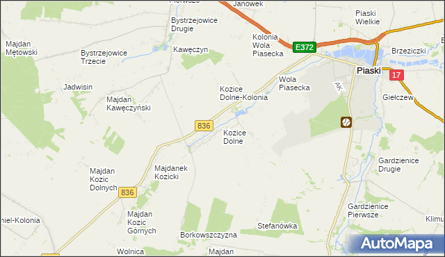 mapa Kozice Dolne, Kozice Dolne na mapie Targeo