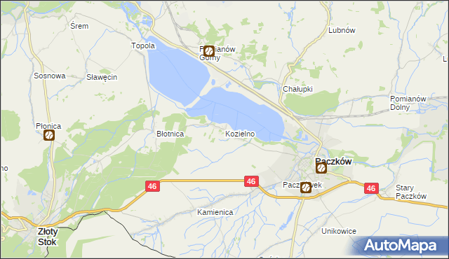 mapa Kozielno, Kozielno na mapie Targeo