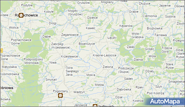 mapa Krasne-Lasocice, Krasne-Lasocice na mapie Targeo