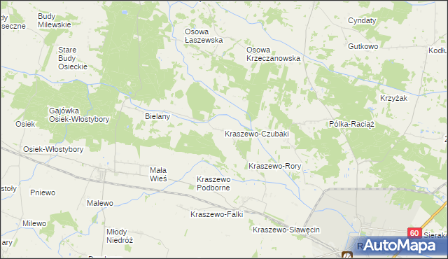 mapa Kraszewo-Czubaki, Kraszewo-Czubaki na mapie Targeo