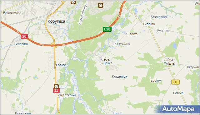 mapa Krępa Słupska, Krępa Słupska na mapie Targeo