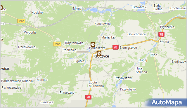 mapa Kroczyce, Kroczyce na mapie Targeo