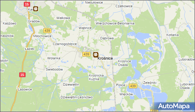 mapa Krośnice powiat milicki, Krośnice powiat milicki na mapie Targeo