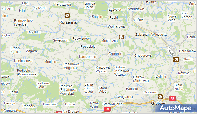 mapa Krużlowa Niżna, Krużlowa Niżna na mapie Targeo