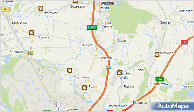 mapa Kryniczno gmina Wisznia Mała, Kryniczno gmina Wisznia Mała na mapie Targeo