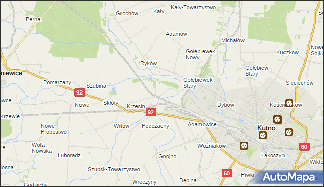 mapa Krzesinówek, Krzesinówek na mapie Targeo