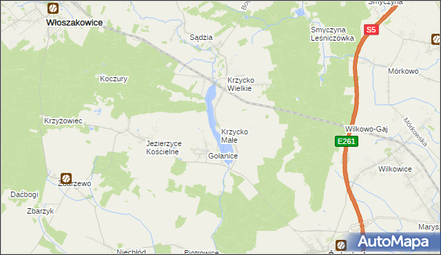 mapa Krzycko Małe, Krzycko Małe na mapie Targeo