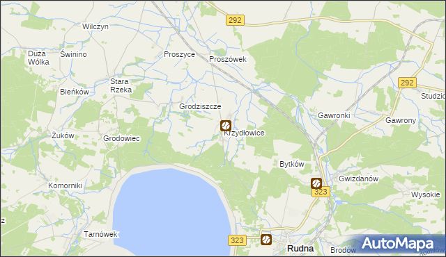 mapa Krzydłowice, Krzydłowice na mapie Targeo