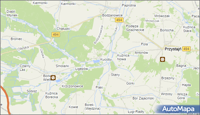 mapa Kucoby, Kucoby na mapie Targeo