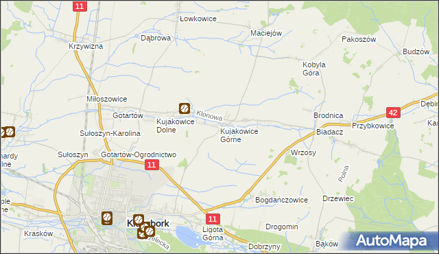 mapa Kujakowice Górne, Kujakowice Górne na mapie Targeo