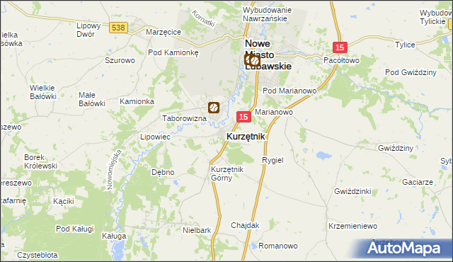 mapa Kurzętnik, Kurzętnik na mapie Targeo