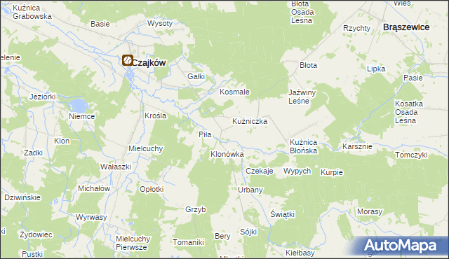 mapa Kuźnica Zagrzebska-Kolonia, Kuźnica Zagrzebska-Kolonia na mapie Targeo