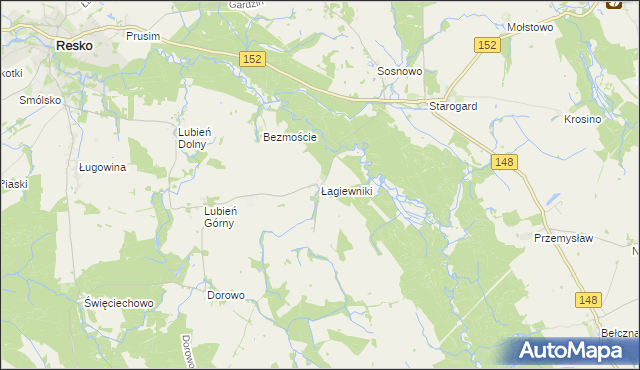 mapa Łagiewniki gmina Resko, Łagiewniki gmina Resko na mapie Targeo