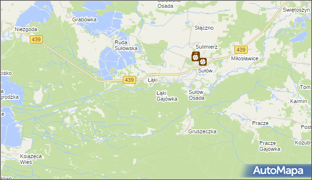 mapa Łąki Gajówka, Łąki Gajówka na mapie Targeo