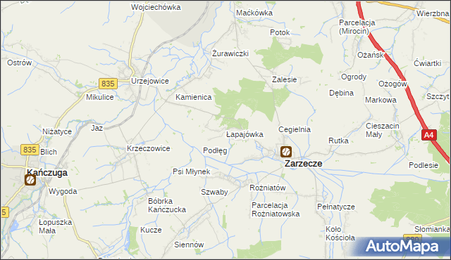 mapa Łapajówka gmina Zarzecze, Łapajówka gmina Zarzecze na mapie Targeo