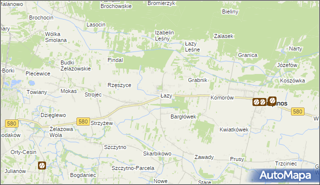 mapa Łazy gmina Kampinos, Łazy gmina Kampinos na mapie Targeo