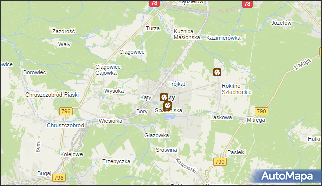 mapa Łazy powiat zawierciański, Łazy powiat zawierciański na mapie Targeo