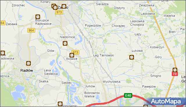 mapa Łęg Tarnowski, Łęg Tarnowski na mapie Targeo