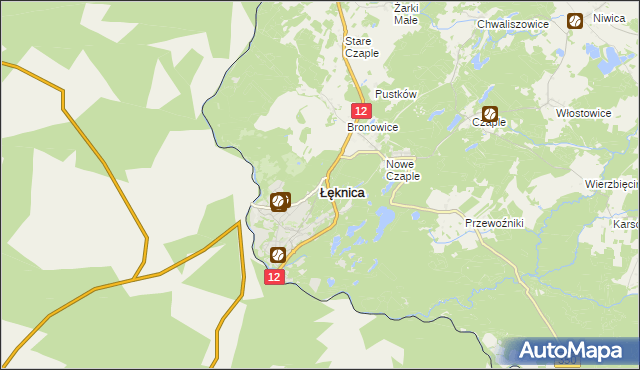 mapa Łęknica powiat żarski, Łęknica powiat żarski na mapie Targeo