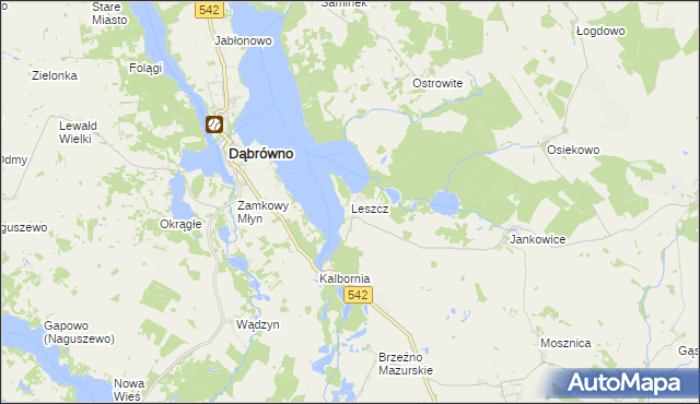 mapa Leszcz gmina Dąbrówno, Leszcz gmina Dąbrówno na mapie Targeo
