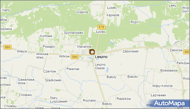 mapa Leszno powiat warszawski zachodni, Leszno powiat warszawski zachodni na mapie Targeo