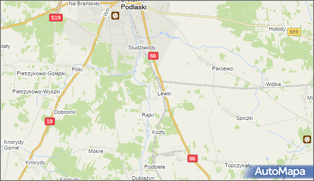 mapa Lewki gmina Bielsk Podlaski, Lewki gmina Bielsk Podlaski na mapie Targeo