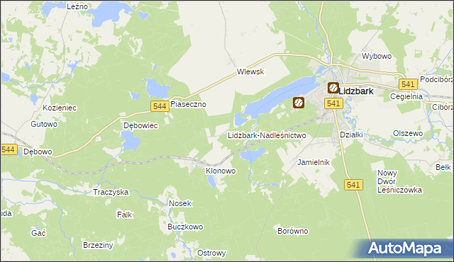 mapa Lidzbark-Nadleśnictwo, Lidzbark-Nadleśnictwo na mapie Targeo