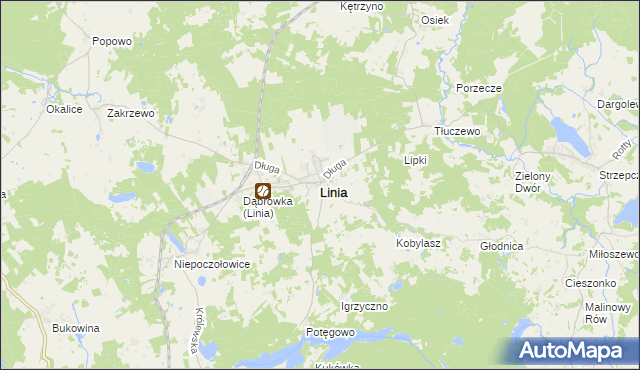 mapa Linia powiat wejherowski, Linia powiat wejherowski na mapie Targeo