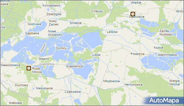 mapa Lisów gmina Milicz, Lisów gmina Milicz na mapie Targeo