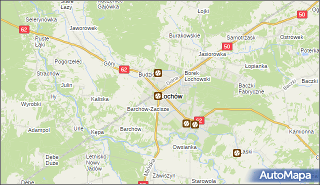 mapa Łochów powiat węgrowski, Łochów powiat węgrowski na mapie Targeo