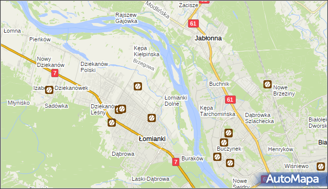 mapa Łomianki Dolne, Łomianki Dolne na mapie Targeo