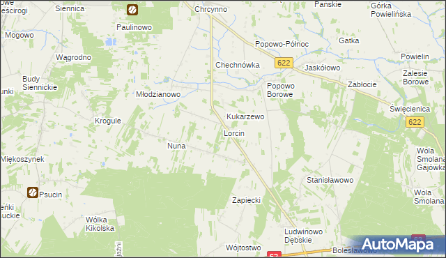 mapa Lorcin gmina Nasielsk, Lorcin gmina Nasielsk na mapie Targeo