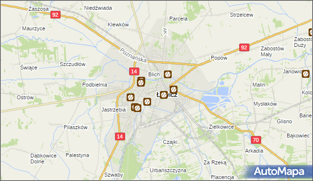 mapa Łowicza, Łowicz na mapie Targeo