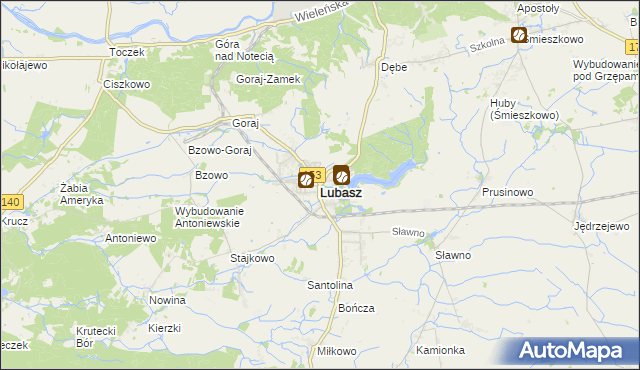mapa Lubasz powiat czarnkowsko-trzcianecki, Lubasz powiat czarnkowsko-trzcianecki na mapie Targeo