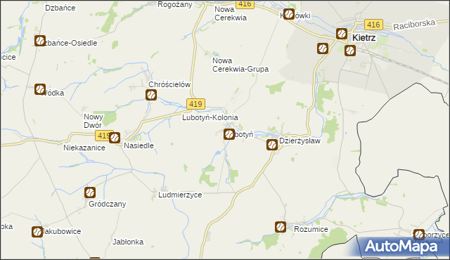 mapa Lubotyń gmina Kietrz, Lubotyń gmina Kietrz na mapie Targeo