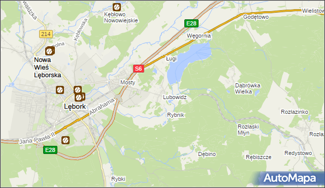 mapa Lubowidz gmina Nowa Wieś Lęborska, Lubowidz gmina Nowa Wieś Lęborska na mapie Targeo