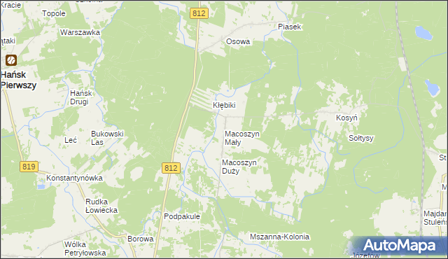 mapa Macoszyn Mały, Macoszyn Mały na mapie Targeo