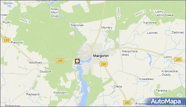 mapa Margonin, Margonin na mapie Targeo