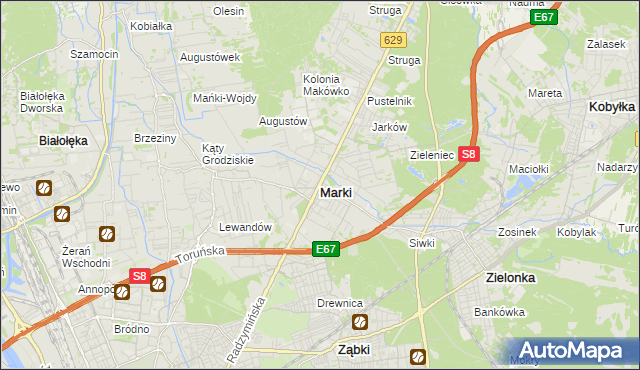 mapa Marki powiat wołomiński, Marki powiat wołomiński na mapie Targeo