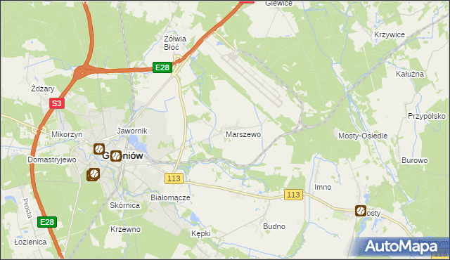 mapa Marszewo gmina Goleniów, Marszewo gmina Goleniów na mapie Targeo